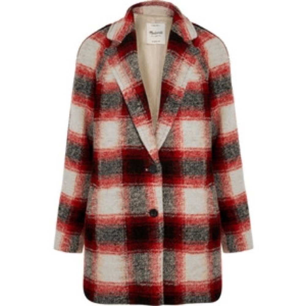 MADEWELL Cocoon Plaid Coat - Size Small